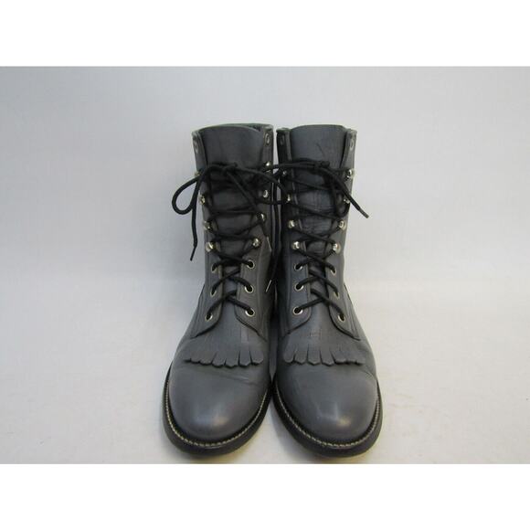COWTOWN Mens Size 6 D Gray Leather Laces Kilt Cowboy Western Boots main image 6